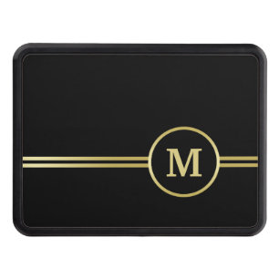 Elegant gold Personalized Monogram on black Hitch Cover