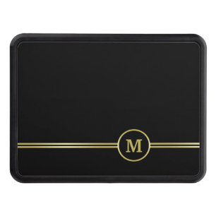 Elegant gold Personalized  Monogram on black  Hitch Cover