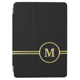 Elegant gold Personalized  Monogram on black  iPad Air Cover