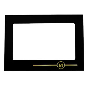 Elegant gold Personalized  Monogram on black  Magnetic Frame