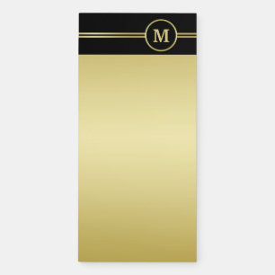 Elegant gold Personalized Monogram on black Magnetic Notepad