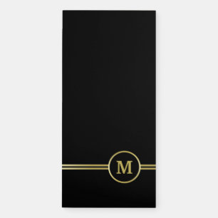 Elegant gold Personalized Monogram on black Magnetic Notepad