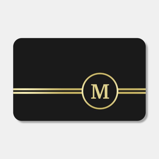 Elegant gold Personalized  Monogram on black  Matchboxes (Front)