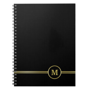 Elegant gold Personalized  Monogram on black  Notebook