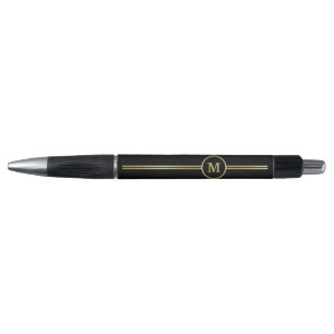 Elegant gold Personalized  Monogram on black  Pen