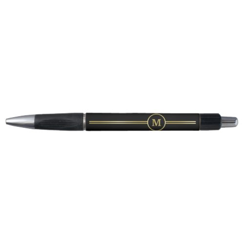 Elegant gold Personalized  Monogram on black  Pen