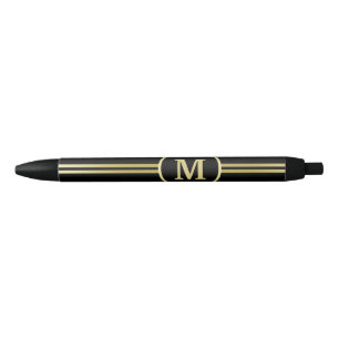 Elegant gold Personalized Monogram on black Pen