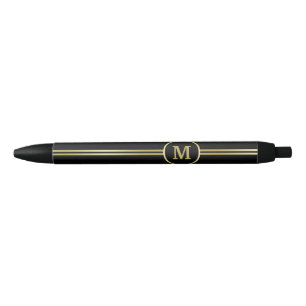 Elegant gold Personalized Monogram on black Pen