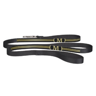 Elegant gold Personalized Monogram on black Pet Leash