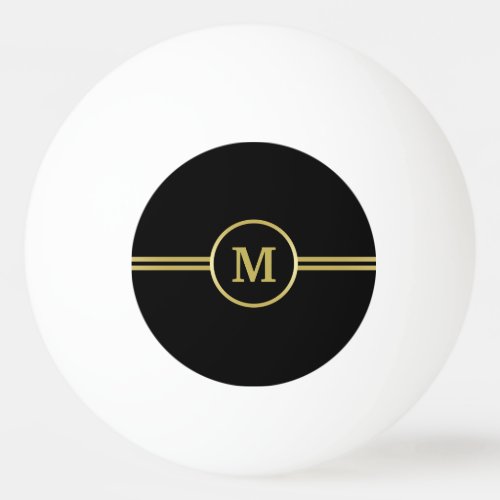 Elegant gold Personalized  Monogram on black  Ping Pong Ball