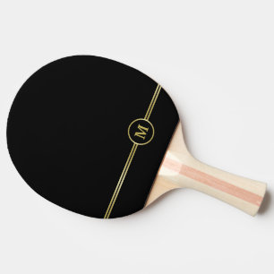 Elegant gold Personalized  Monogram on black Ping Pong Paddle