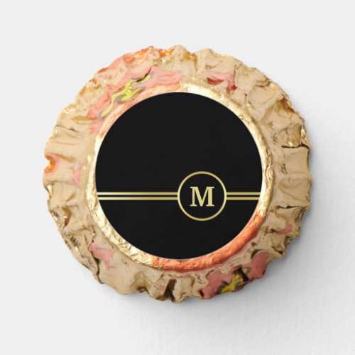 Elegant gold Personalized  Monogram on black  Reeses Peanut Butter Cups