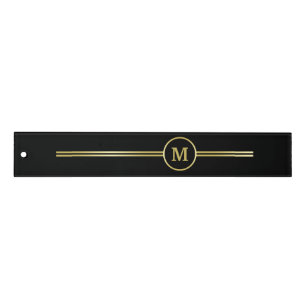 Elegant gold Personalized Monogram on black Ruler