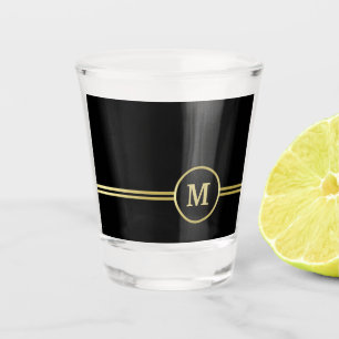 Elegant gold Personalized Monogram on black Shot Glass