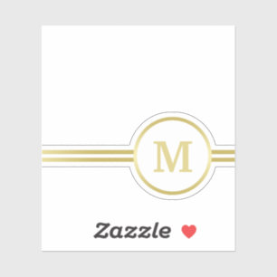 Elegant gold Personalized  Monogram on black  Sticker