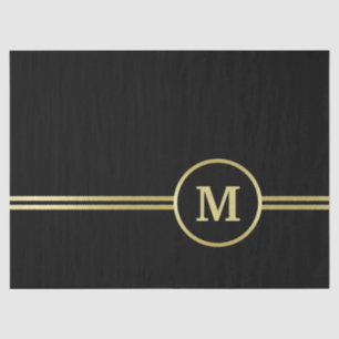 Elegant gold Personalized Monogram on black Tissue Paper