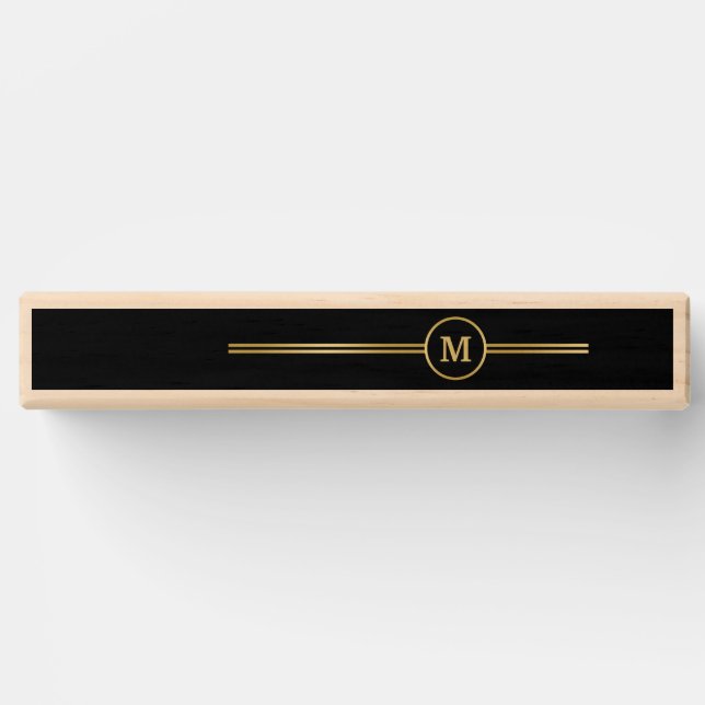 Elegant gold Personalized  Monogram on black  Topple Tower (Front)