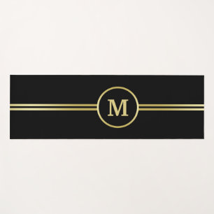 Elegant gold Personalized  Monogram on black  Yoga Mat