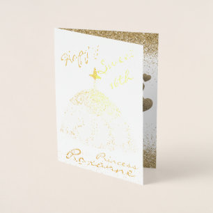 Elegant Gold Personalized Sweet 16th Birthday Foil Card