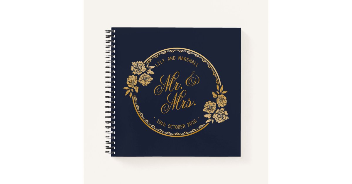 Elegant Gold Personalized Wedding Guestbook Notebook Zazzle