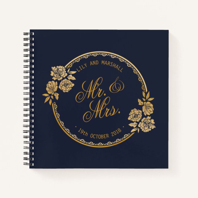 Elegant Gold Personalized Wedding | Guestbook Notebook (Front)