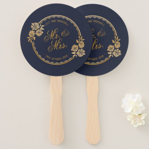 Elegant Gold Personalized Wedding  Hand Fans