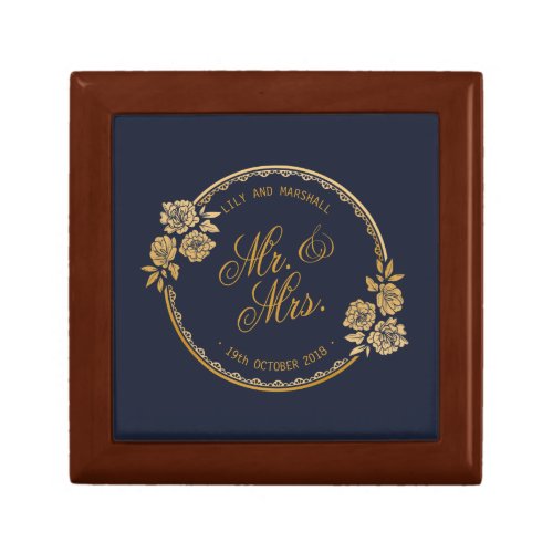 Elegant Gold Personalized Wedding  Keepsake Box