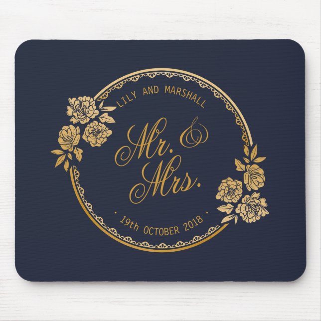 Elegant Gold Personalized Wedding | Mousepad (Front)