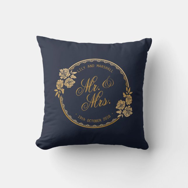Elegant Gold Personalized Wedding | Throw Pillow (Front)