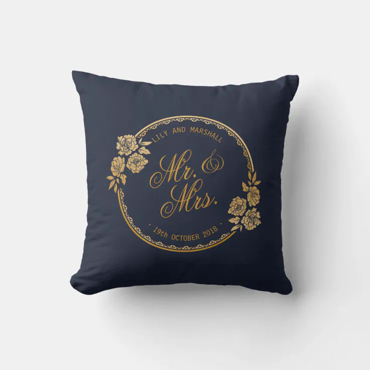 Elegant Gold Personalized Wedding Throw Pillow Zazzle