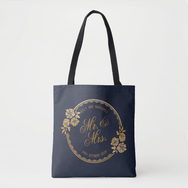 Elegant Gold Personalized Wedding | Tote Bag (Front)