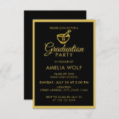 Elegant Gold Pharmacist Graduation Party Invitation (Front/Back)