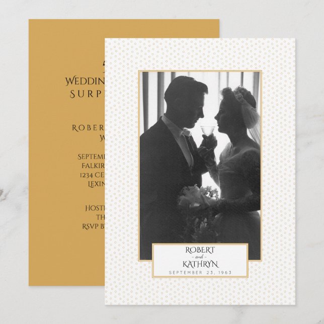 Elegant Gold Photo 50th Wedding Anniversary Party Invitation (Front/Back)
