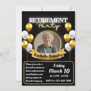 Elegant Gold Photo banner Retirement Party Invitation