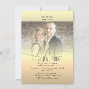 Elegant Gold Photo Engagement Party Invitation