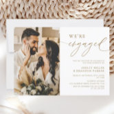 Gold Arch Lets Celebrate Photo Engagement Party Invitation