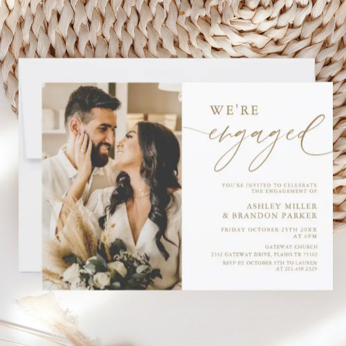 Elegant Gold Photo Engagement Party Invitation