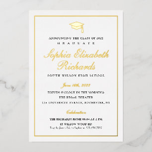 Elegant Gold Photo Graduation Foil Invitation