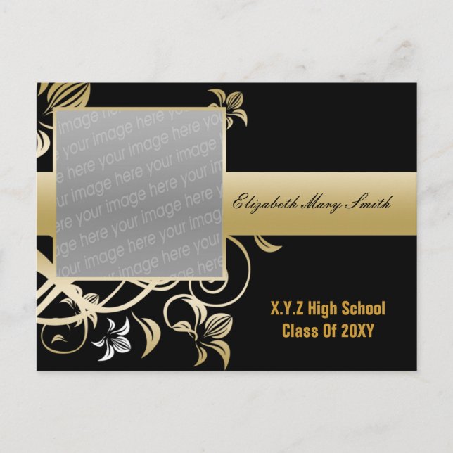 elegant gold photo Graduation Invitation (Front)