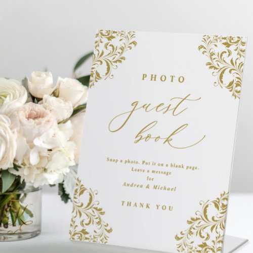 Elegant Gold Photo Guest Book Wedding Sign