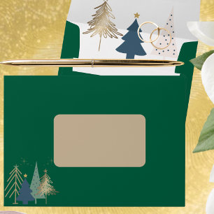 Elegant Gold Photo Modern Holiday Trees Christmas Foil Greeting Card