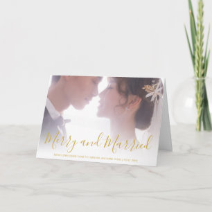 Elegant Gold Photo Newlywed Christmas Holiday Card