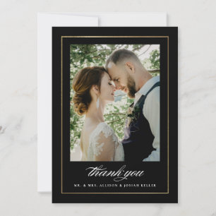 Elegant Gold Photo Wedding Thank You Card