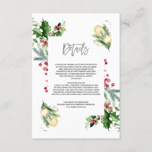 Elegant Gold Pine Berry Christmas Wedding Enclosure Card