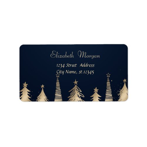 Elegant Gold Pine Trees Holiday Label