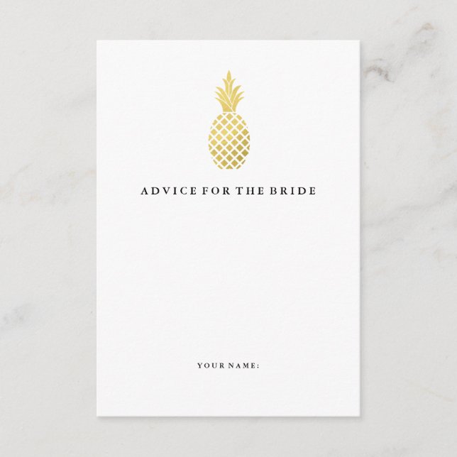 Elegant Gold Pineapple Advice for the Bride Card (Front)