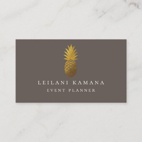 Elegant Gold Pineapple Granite Brown Business Card