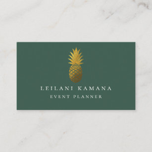Elegant Gold Pineapple Hunter Green Business Card