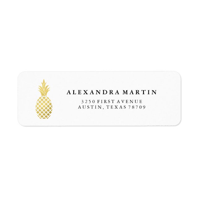 Elegant Gold Pineapple Label (Front)