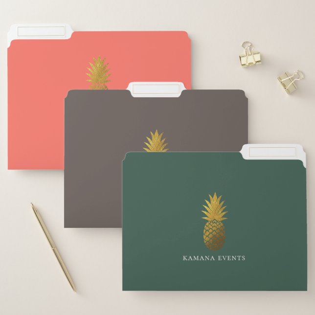 Elegant Gold Pineapple Logo File Folder (Set)